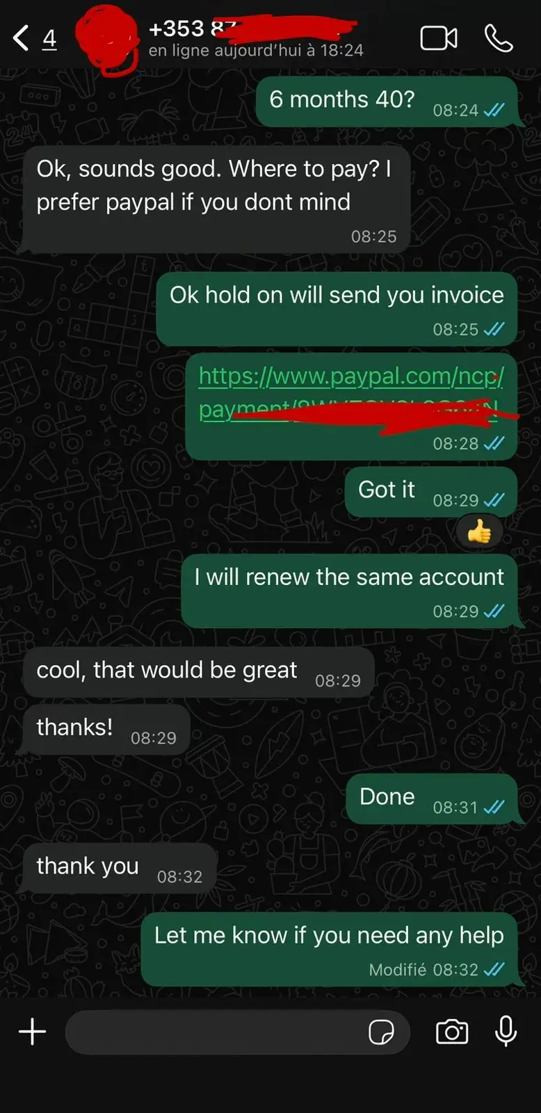 IPTV Fusion customer review screenshot 7 — verified WhatsApp feedback