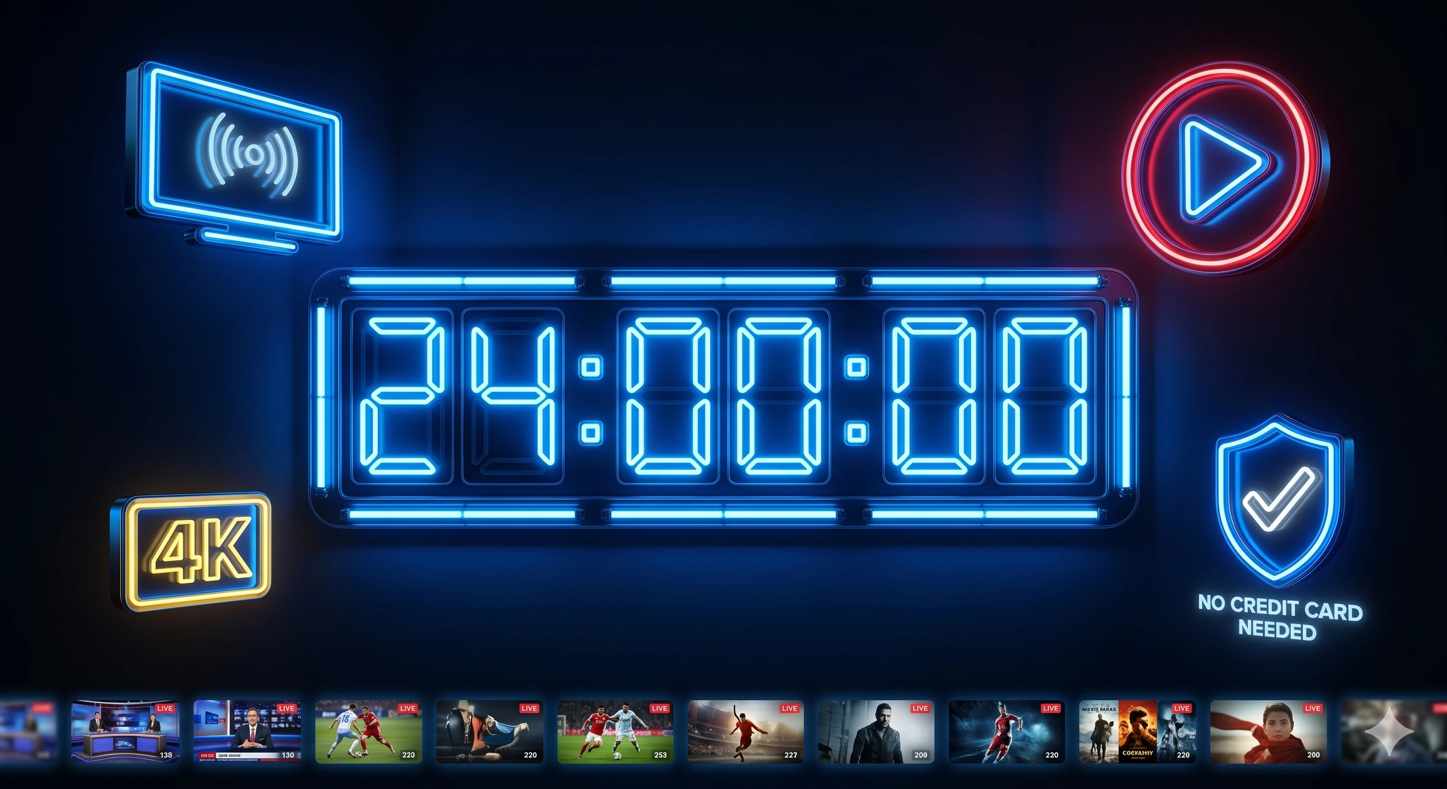 Start your 24 hour premium IPTV free trial without credit card