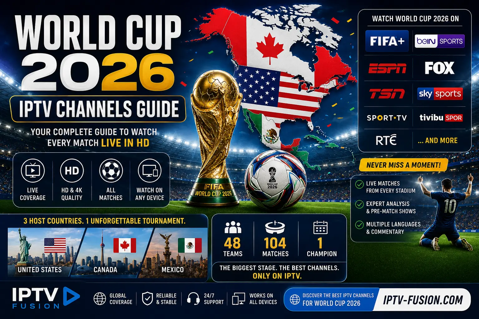 IPTV Fusion multi-feed switching World Cup 2026 — watch in any language