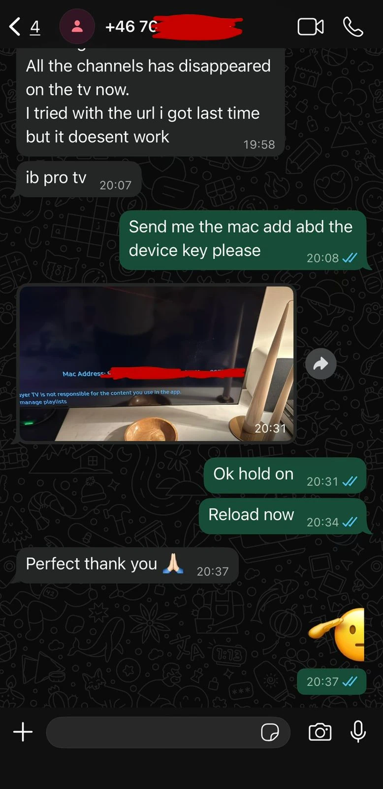 IPTV Smarters Pro displaying 20,000 channel list