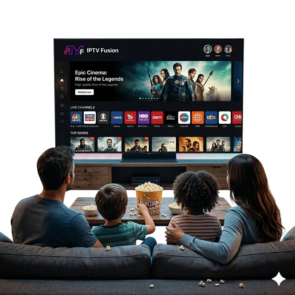 TiviMate EPG showing live channels from IPTV FUSION server